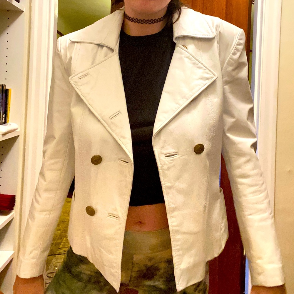 Marvin Richards white leather jacket